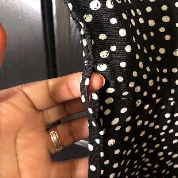 Missguided Dress Womens 2 Black Polka Dot Ruffle Hem Wrap Tea Length - Picture 4 of 8